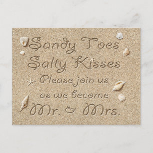 Carte Postale Faire-part Beach Sandy Toes Salty Kisses Save the Date rose