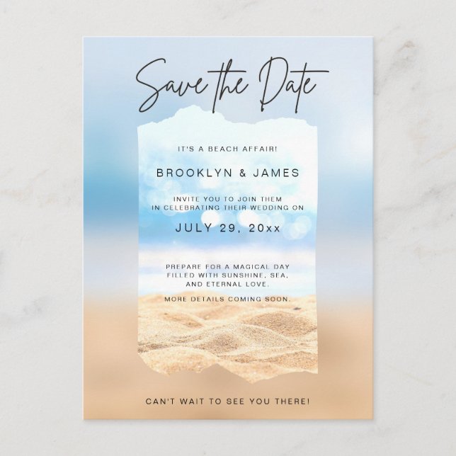 Carte Postale Faire-part Beach Save La Date C'Est Une Plage (Devant)