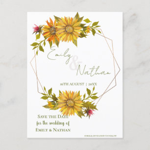 Carte Postale Faire-part Beau Mariage photo de cadre de tournesol jaune