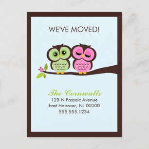 Carte Postale Faire-part Beaux hiboux déplaçant des annonces