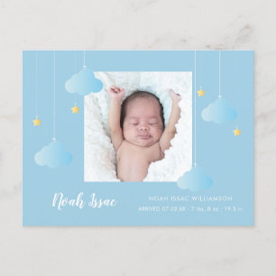 Carte Postale Faire-part Bébé Garçon bleu Twinkle Twinkle Photo mignonne Na
