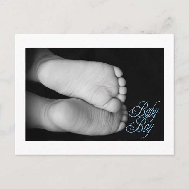Carte Postale Faire-part Bébé mignon Pieds Bébé bleu (Devant)