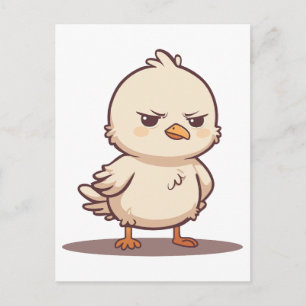 Carte Postale Faire-part Bébé Oiseau Mignon Grincheux Dessin Animé Kawaii
