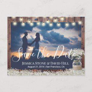 Carte Postale Faire-part Bébé souffle Mariage floral Photo Enregistrer la d