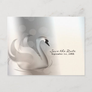 Carte Postale Faire-part Belle Swan Silver Elegant Chic Enregistrer la date