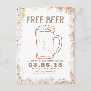 Carte Postale Faire-part Bière gratuite  Rustic Funny Enregistrer la date