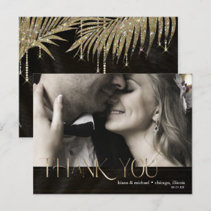 Carte Postale Faire-part Bijoux feuille Mariage Merci Gold ID830