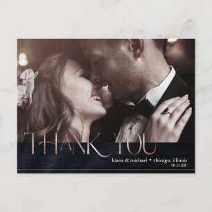 Carte Postale Faire-part Bijoux feuille Mariage Merci Rose or830