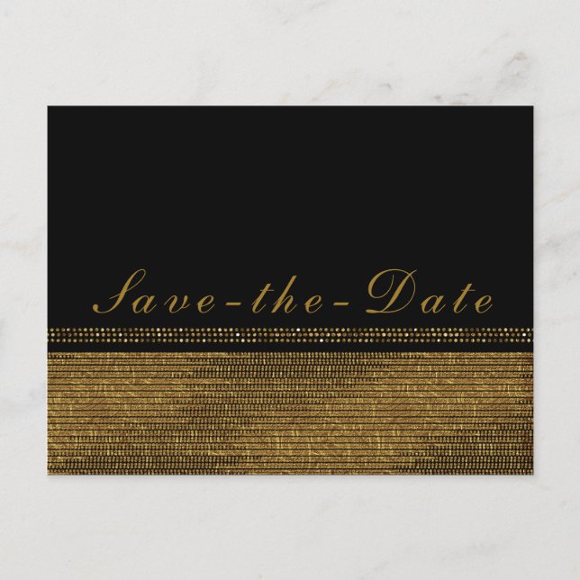 Carte Postale Faire-part Black & Gold Chic Sparkling Glam Enregistrer la da (Devant)