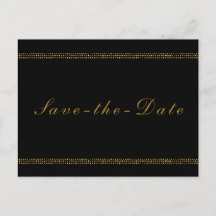 Carte Postale Faire-part Black & Gold Chic Sparkling Glam Enregistrer la da