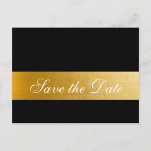 Carte Postale Faire-part Black Gold Elegant Wedding Enregistrer la date Car