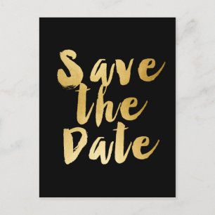 Carte Postale Faire-part Black Gold ENREGISTRER LA DATE Modern Fat Type Car