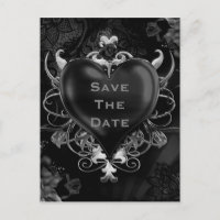 Black Gothic Love Heart Wedding Enregistrer la dat