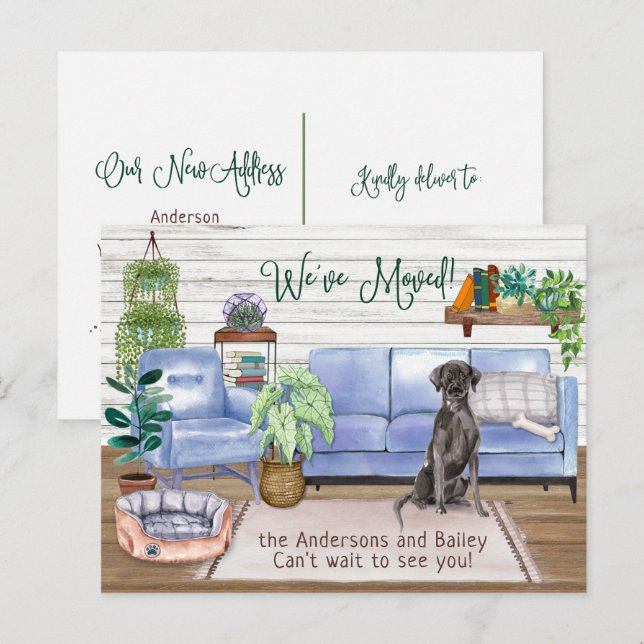 Carte Postale Faire-part Black Labrador Retriever Cosy New Home Moving   (Devant / Derrière)
