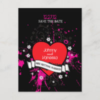 Black & Pink Grungy Heart Music Mariage à thème