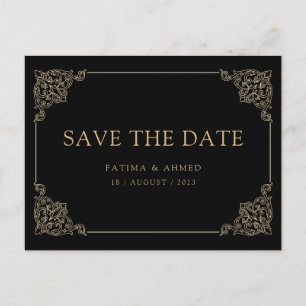 Carte Postale Faire-part Black Vintage Musulman Enregistrer La Date Annonce