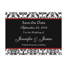 Black White et Red Damask Enregistrer la date Cart
