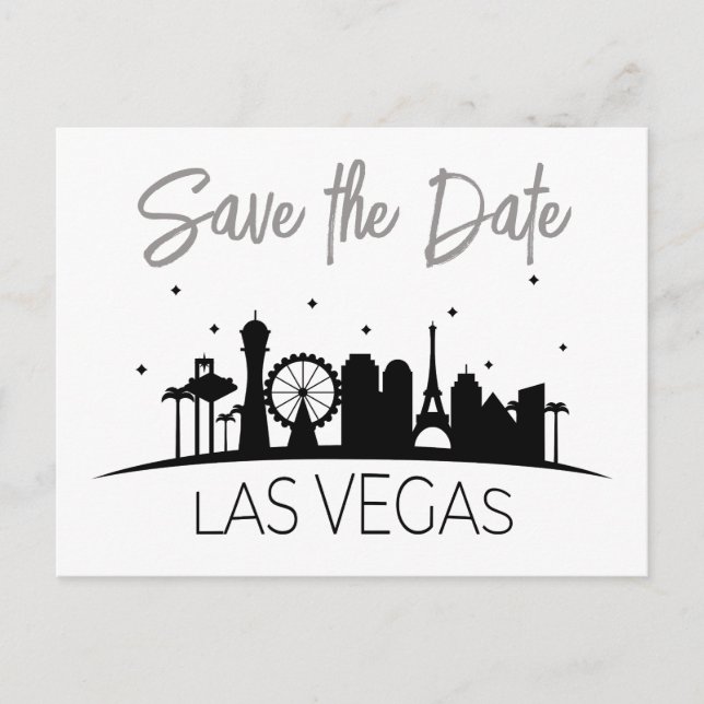 Carte Postale Faire-part Black White Grey Las Vegas Mariage Enregistrer La  (Devant)