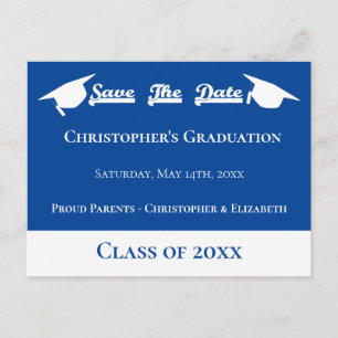 Carte Postale Faire-part Blanc Bleu Moderne Sauvegarder La Plafond De Gradu