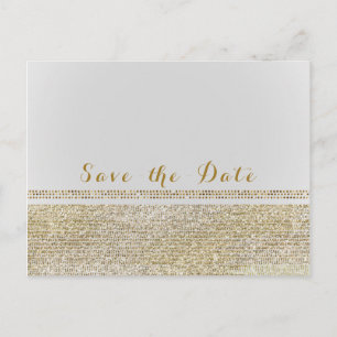 Carte Postale Faire-part Blanc & Doré scintillant Glam Chic Enregistrez la 