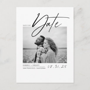 Carte Postale Faire-part Blanc Simple et Minimal Enregistrer la Date Photo