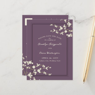 Carte Postale Faire-part Blanches fleurs de cerisier Sakura Asiatique Faire