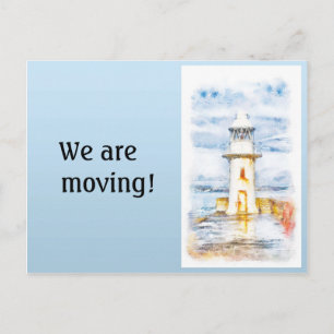 Carte Postale Faire-part Bleu Blanc Phare Changement d'adresse
