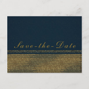 Carte Postale Faire-part Bleu et or Chic Sparkling Glam Enregistrer la date