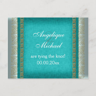 Carte Postale Faire-part Bleu or blanc mariage anniversaire