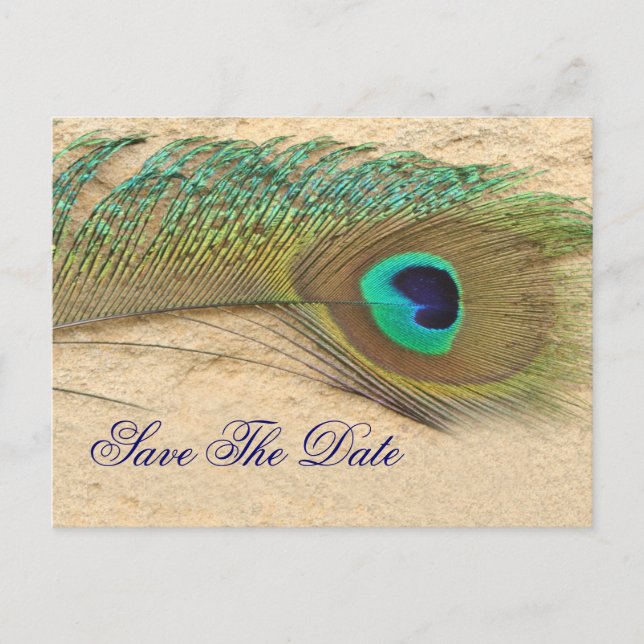 Carte Postale Faire-part bleu paon Enregistrer la date (Devant)