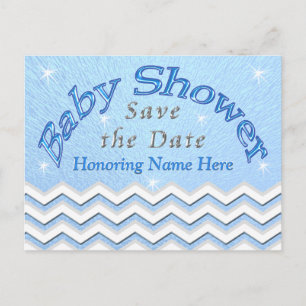 Carte Postale Faire-part Bleu Personnalisé Enregistrer la date Baby shower 