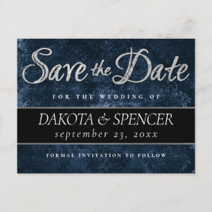 Carte Postale Faire-part Bleu saphir   Cobalt Grunge Enregistrer la date