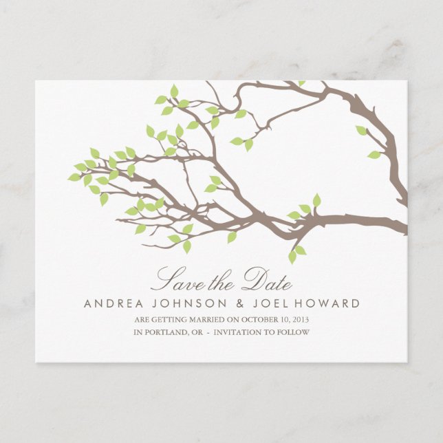Carte Postale Faire-part Blissful Branches Mariage Enregistrer la date Cart (Devant)