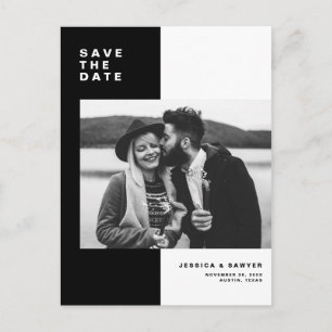 Carte Postale Faire-part Bloc de couleur noir moderne Photo Enregistrer la 
