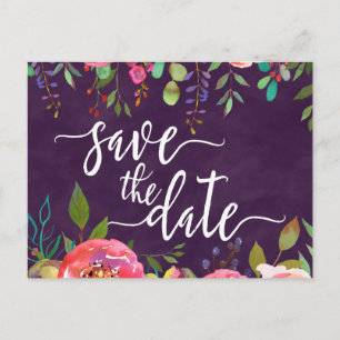 Carte Postale Faire-part Blooming Chic Color Editable Wedding Enregistrer l