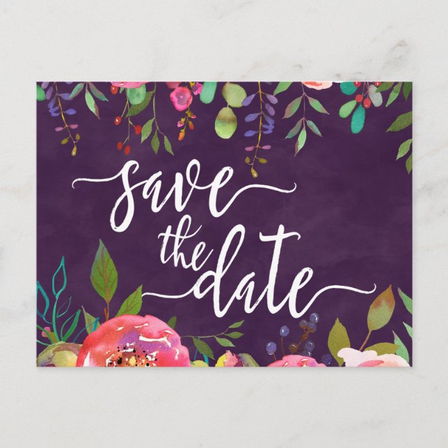 Carte Postale Faire-part Blooming Chic Color Editable Wedding Enregistrer l (Devant)