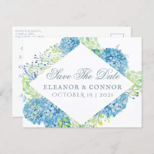 Carte Postale Faire-part Blue Hydrangea Sophisticated Mariage