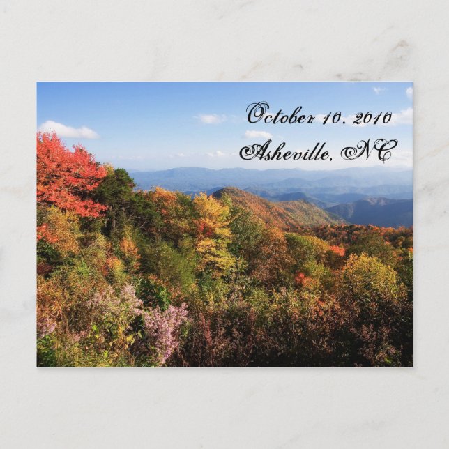 Carte Postale Faire-part Blue Ridge Mountains Sauvez la date (Devant)