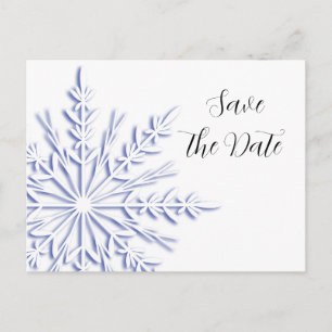 Carte Postale Faire-part Blue Snowflake Winter Wedding Save the Date