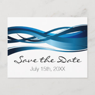 Carte Postale Faire-part Blue Waves Mariage moderne Enregistrer la date