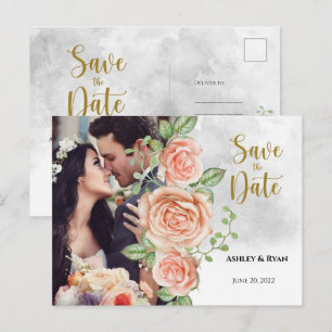 Carte Postale Faire-part Blush Pink Photo Wedding Enregistrer la date Annon