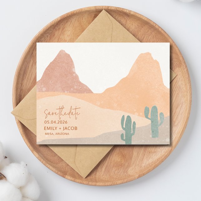 Carte Postale Faire-part Boho Désert Rouille Terracotte Mariage Enregistrer (Boho Desert Rust Terracotta Wedding Save the Date)