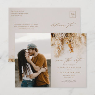 Carte Postale Faire-part Boho Fall Flowers Photo Wedding Enregistrer La Dat