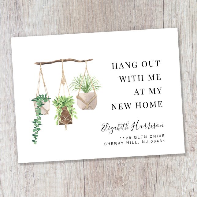 Carte Postale Faire-part Boho Nouveau Accueil Plantes Aquarelle Moving (Créateur téléchargé)