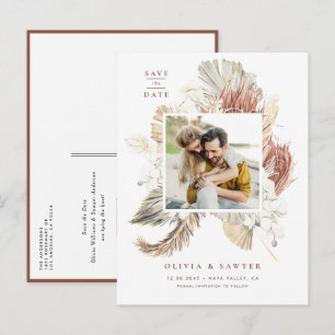 Carte Postale Faire-part Boho Palmiers et Orchidées Séchés Photo Enregistre