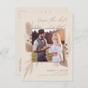Carte Postale Faire-part Boho Pampas Grass photo mariage Enregistrer la dat