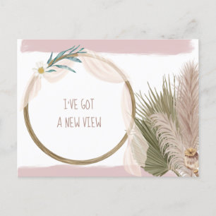 Carte Postale Faire-part Boho Pampas Grass Voile Déplacement