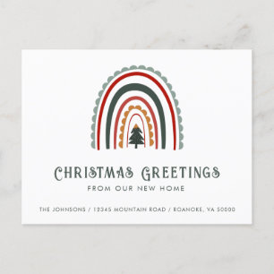 Carte Postale Faire-part Boho Rainbow Noël salutations de New Home