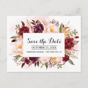 Carte Postale Faire-part Boho roux de Bourgogne Sauvez la date
