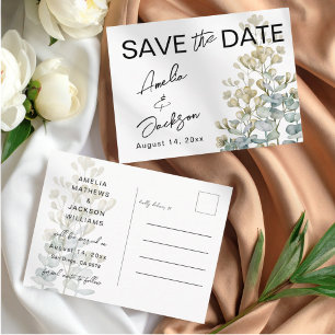 Carte Postale Faire-part Boho Vert & beige Botanique Enregistrez la Date
